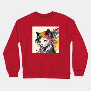 Anime Cat Character Crewneck Sweatshirt